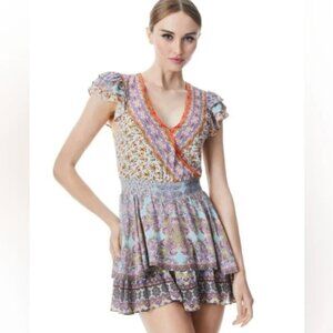 Alice + Olivia Mariska Ruffle Mini Skirt Skort Romper Ritzy Mixed Print 6